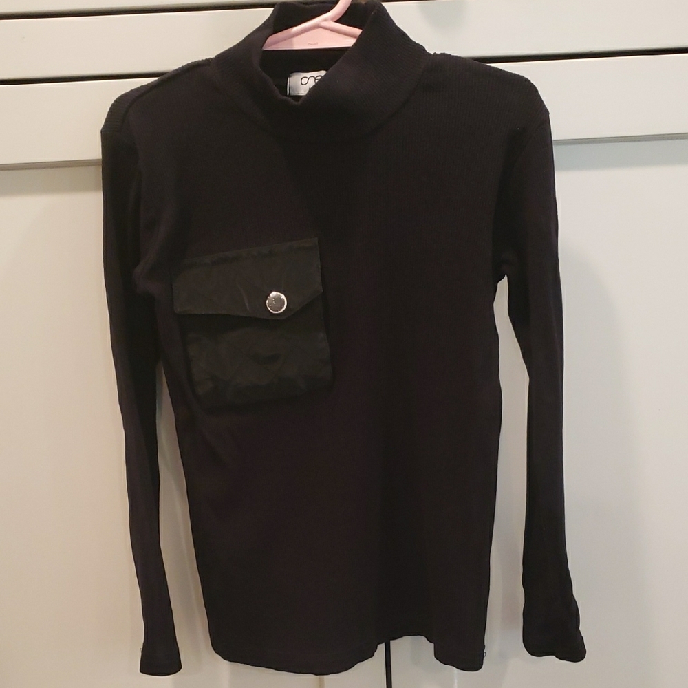 Black Long Sleeve Kids Tee with Pocket